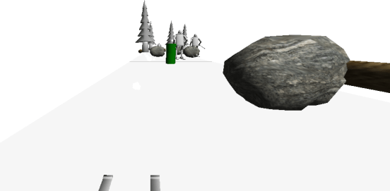 first person mode, with only the skis visible.