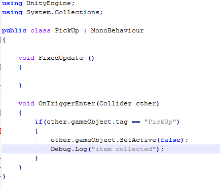 code showing item collection
